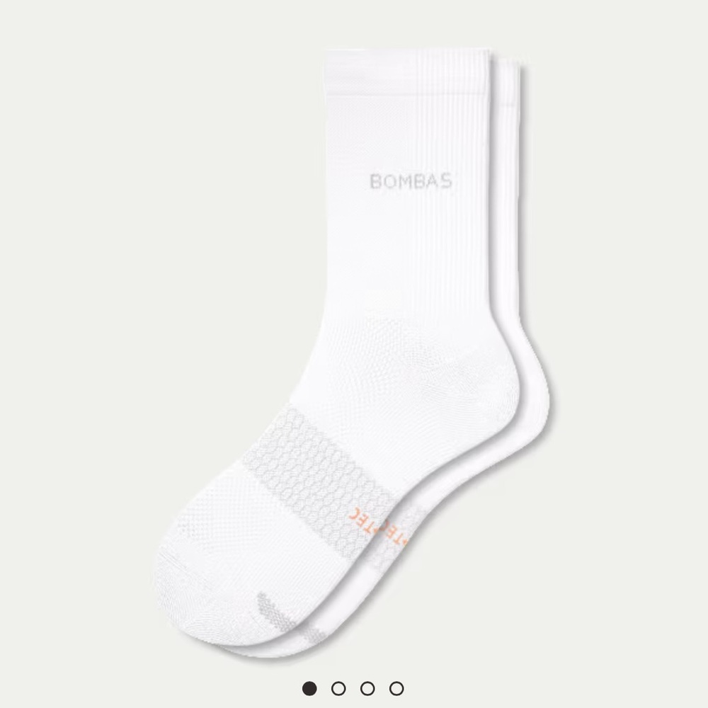 Bombas Women's Lightweight Athletic Half Calf Socks 2-Pack - White - Size M